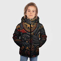 Куртка зимняя для мальчика Абстрактный узор в славянской стилистике, цвет: 3D-черный — фото 2