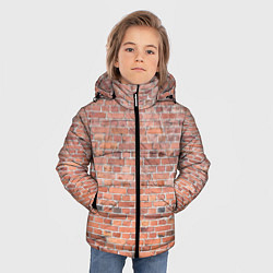 Куртка зимняя для мальчика Кирпичная стена узор, цвет: 3D-красный — фото 2