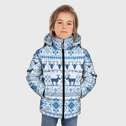 Куртка зимняя для мальчика Blue sweater with reindeer, цвет: 3D-черный — фото 2