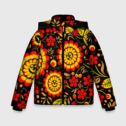 Куртка зимняя для мальчика Хохлома: осеннее изобилие, цвет: 3D-черный