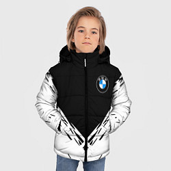 Куртка зимняя для мальчика BMW стильная геометрия спорт, цвет: 3D-светло-серый — фото 2