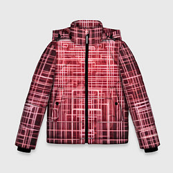 Зимняя куртка для мальчика Красные неоновые полосы киберпанк