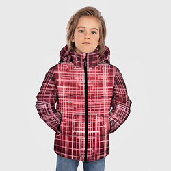 Куртка зимняя для мальчика Красные неоновые полосы киберпанк, цвет: 3D-красный — фото 2