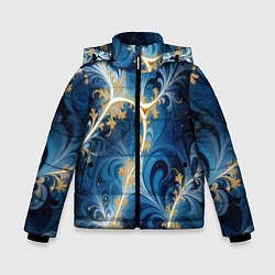 Куртка зимняя для мальчика Глубокая синева и золотые узоры, цвет: 3D-красный