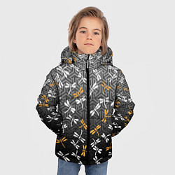 Куртка зимняя для мальчика Стрекозы поверх графики, цвет: 3D-черный — фото 2