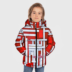 Куртка зимняя для мальчика Полосы на красном фоне, цвет: 3D-красный — фото 2