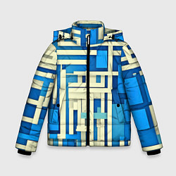 Куртка зимняя для мальчика Полосы на синем фоне, цвет: 3D-красный