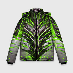 Куртка зимняя для мальчика Киберпанк доспех зелёный, цвет: 3D-светло-серый