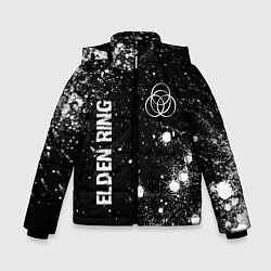 Куртка зимняя для мальчика Elden Ring glitch на темном фоне вертикально, цвет: 3D-черный