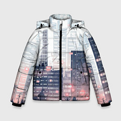 Куртка зимняя для мальчика Безмятежный город, цвет: 3D-черный