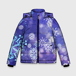 Куртка зимняя для мальчика Крупные снежинки на фиолетовом, цвет: 3D-светло-серый