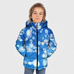 Куртка зимняя для мальчика Декоративные снежинки на синем, цвет: 3D-черный — фото 2