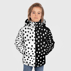 Куртка зимняя для мальчика Две половины чёрный и белый горошек, цвет: 3D-красный — фото 2