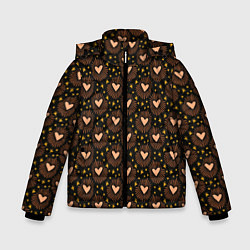 Куртка зимняя для мальчика Волшебные сердечки, цвет: 3D-черный
