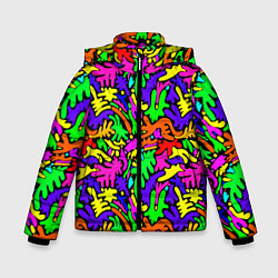 Куртка зимняя для мальчика Яркие цветные каракули, цвет: 3D-красный