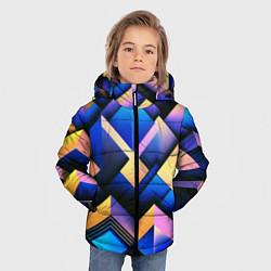 Куртка зимняя для мальчика Неоновые абстрактные горы, цвет: 3D-черный — фото 2