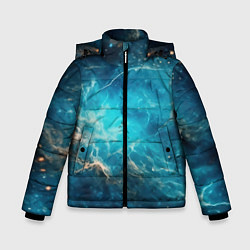 Куртка зимняя для мальчика Голубая небула, цвет: 3D-черный