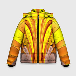 Куртка зимняя для мальчика Вытянутые желтые полосы, цвет: 3D-светло-серый