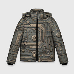 Зимняя куртка для мальчика Металлическая ржавая обшивка с микросхемами и гайк