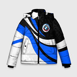 Куртка зимняя для мальчика BMW - синяя абстракция, цвет: 3D-красный