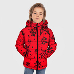Куртка зимняя для мальчика Праздничный снег, цвет: 3D-красный — фото 2