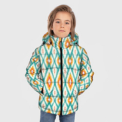Куртка зимняя для мальчика Геометрический узор икат - орнамент народов узбеки, цвет: 3D-светло-серый — фото 2