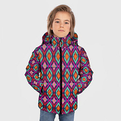Куртка зимняя для мальчика Узор имитация ткань икат розового цвета, цвет: 3D-красный — фото 2