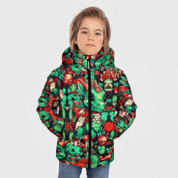 Куртка зимняя для мальчика Зелёный деревянный дракончик, цвет: 3D-черный — фото 2