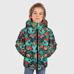 Куртка зимняя для мальчика Драконы с ёлками, цвет: 3D-черный — фото 2