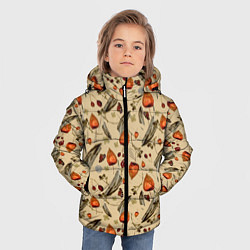 Куртка зимняя для мальчика Перья и физалис beige, цвет: 3D-светло-серый — фото 2