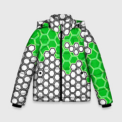 Зимняя куртка для мальчика Зелёная энерго-броня из шестиугольников