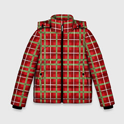 Куртка зимняя для мальчика Новогодняя клетка, цвет: 3D-красный