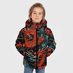 Куртка зимняя для мальчика Красный и серый дракон, цвет: 3D-черный — фото 2