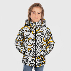 Куртка зимняя для мальчика Жёлтый кружевной узор, цвет: 3D-светло-серый — фото 2