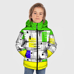 Куртка зимняя для мальчика Узор из полос желтого и зеленого цвета, цвет: 3D-красный — фото 2