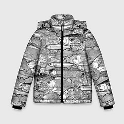 Куртка зимняя для мальчика Экзотические рыбы в кораллах, цвет: 3D-черный