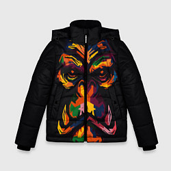 Куртка зимняя для мальчика Морда гориллы поп-арт, цвет: 3D-красный