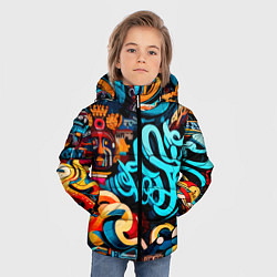 Куртка зимняя для мальчика Abstract graffiti - ai art, цвет: 3D-красный — фото 2