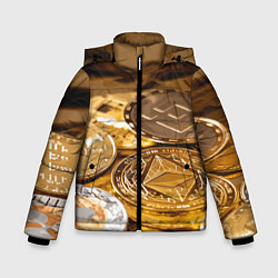 Куртка зимняя для мальчика Виртуальные монеты, цвет: 3D-черный