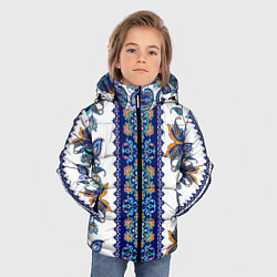 Куртка зимняя для мальчика Цветочный этнический орнамент, цвет: 3D-красный — фото 2