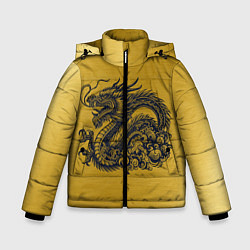 Куртка зимняя для мальчика Дракон на золоте, цвет: 3D-светло-серый