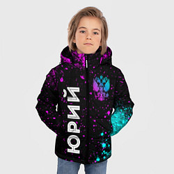 Куртка зимняя для мальчика Юрий и неоновый герб России вертикально, цвет: 3D-черный — фото 2