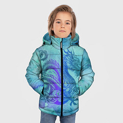 Куртка зимняя для мальчика Бирюзовый дракон узор, цвет: 3D-черный — фото 2