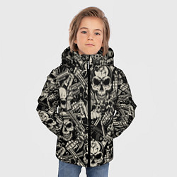 Куртка зимняя для мальчика Черепа и вооружение, цвет: 3D-светло-серый — фото 2