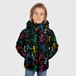 Куртка зимняя для мальчика Разноцветные танцующие скелетики, цвет: 3D-черный — фото 2