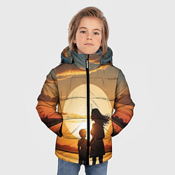 Куртка зимняя для мальчика Мать и дитя на закате, цвет: 3D-красный — фото 2