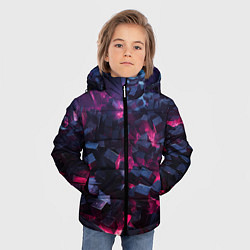 Куртка зимняя для мальчика Фиолетовые кубы в фиолетовом дыме, цвет: 3D-светло-серый — фото 2