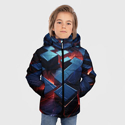 Куртка зимняя для мальчика Синие плиты абстракция разлома, цвет: 3D-черный — фото 2