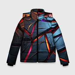 Куртка зимняя для мальчика Разлом синих плит абстракт, цвет: 3D-красный