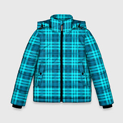 Куртка зимняя для мальчика Шотландский неоновый голубой, цвет: 3D-светло-серый